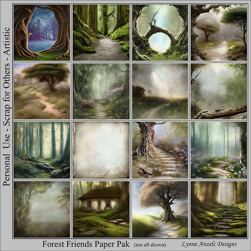 Forest Friends Digital Art Papers Preview by Lynne Anzelc