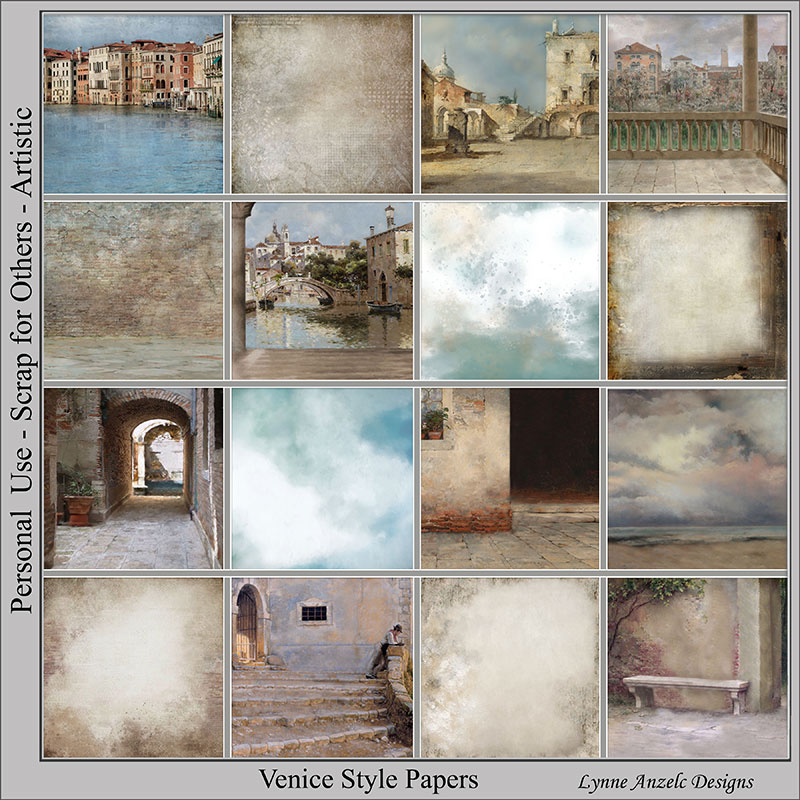 Venice Style Digital Art Papers Preview by Lynne Anzelc