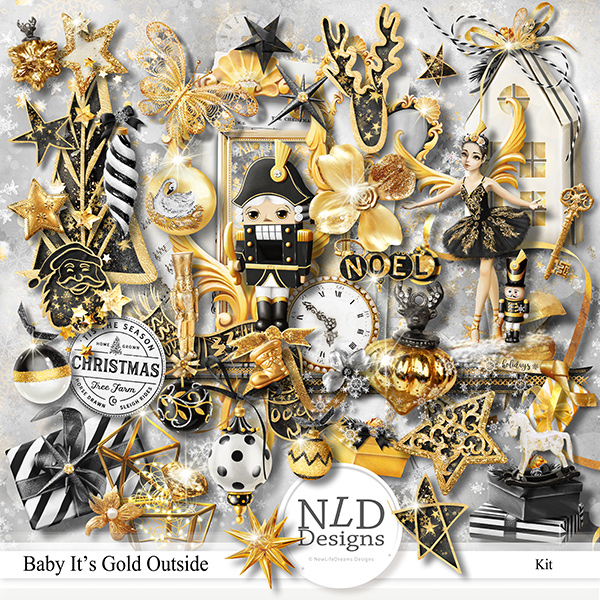 Baby It's Gold Outside Digital Scrapbooking Word labels by NLD Designs