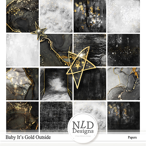 Baby It's Gold Outside Digital Scrapbooking Word labels by NLD Designs