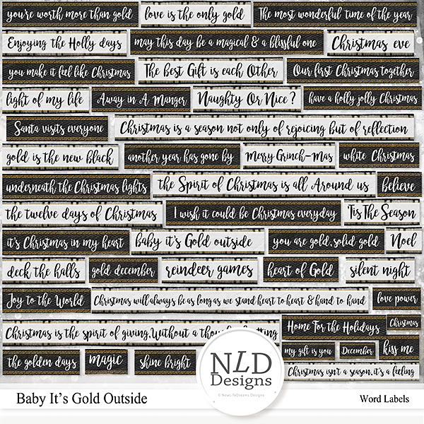 Baby It's Gold Outside Digital Scrapbooking Word labels by NLD Designs