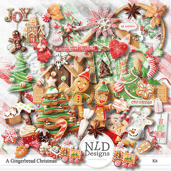 A Gingerbread Christmas Digital Scrapbooking kit by NLD Designs