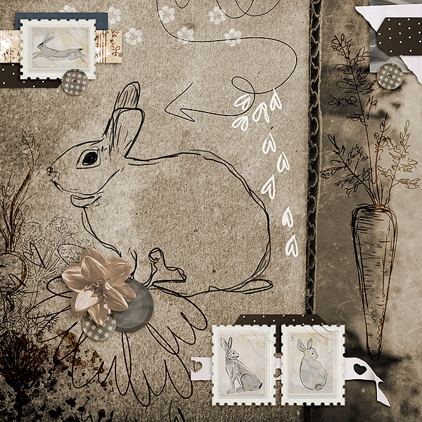 Sarapullka Scraps Digital Scrapbook Page Bunny Honey by Azk 01
