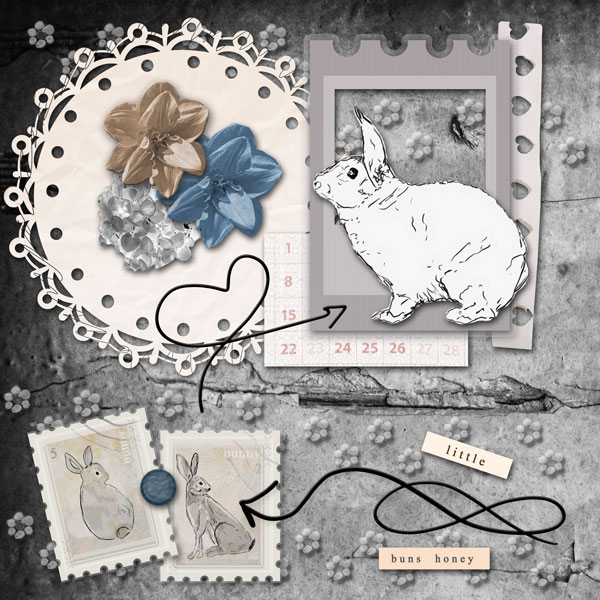 Sarapullka Scraps Digital Scrapbook Page Bunny Honey by Cheryl 02