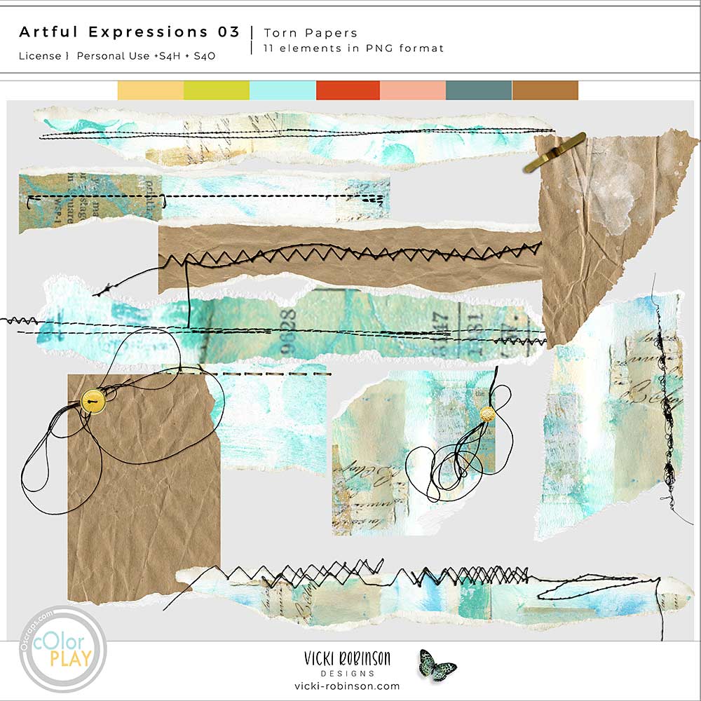 Artful Expressions 03 Torn Papers  by Vicki Robinson