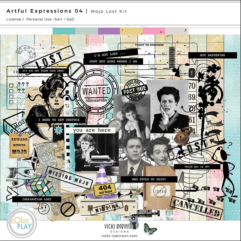 Artful Expressions 04 Digital Scrapbook Mojo Lost Kit Preview by Vicki Robinson