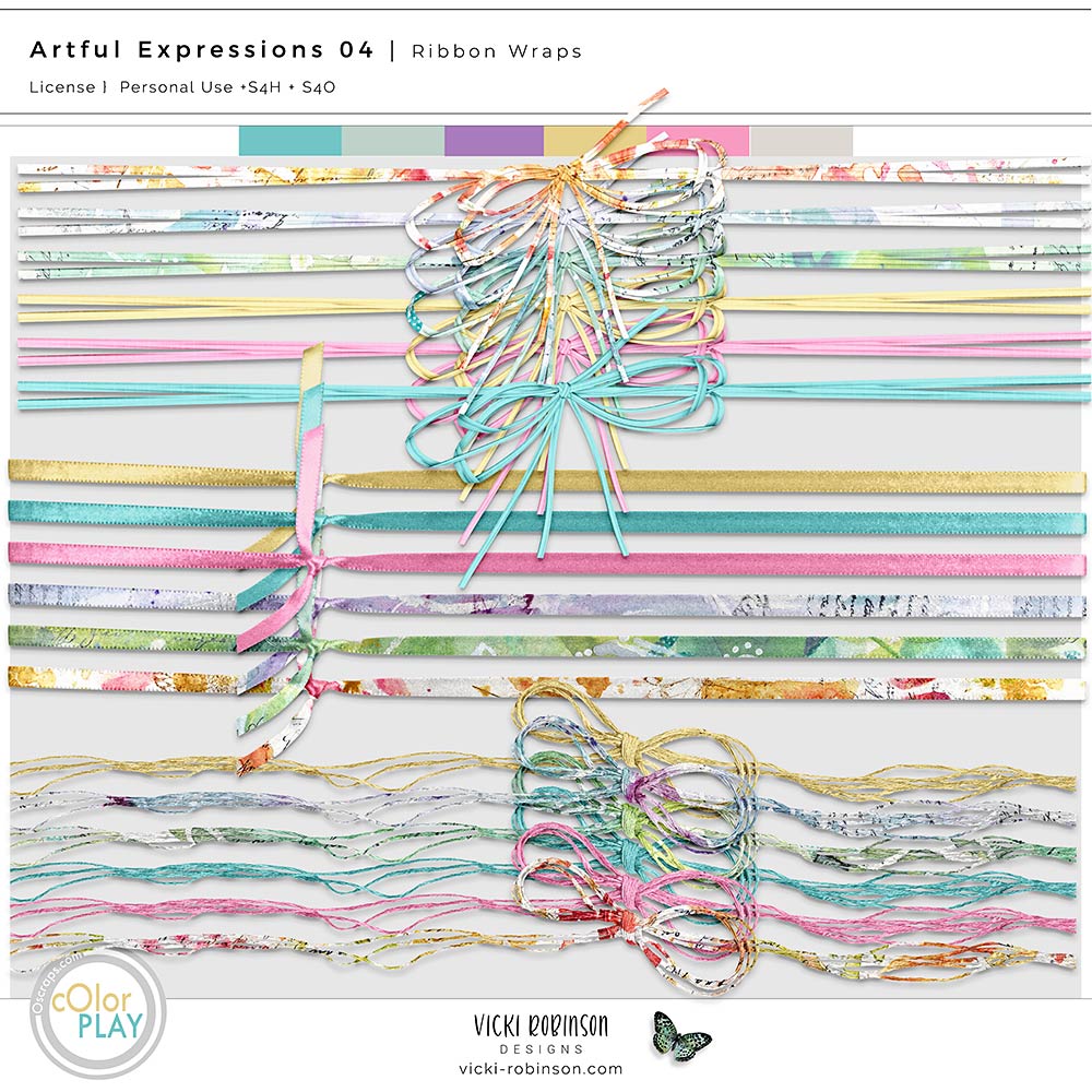 Artful Expressions 04 Digital Scrapbook Ribbon Wraps Preview by Vicki Robinson