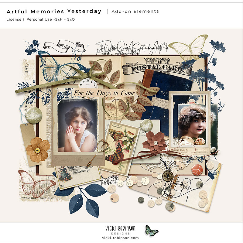 Artful Memories Yesterday Digital Art Add-on Elements Preview by Vicki Robinson