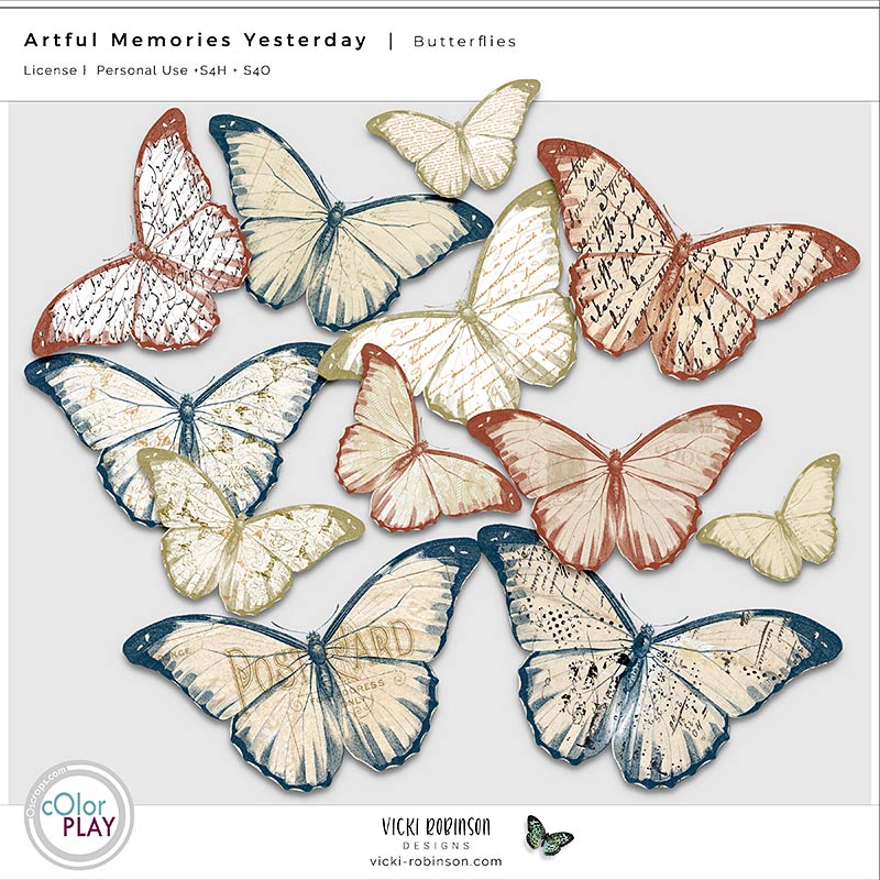 Artful Memories Yesterday Digital Art Butterflies Preview by Vicki Robinson