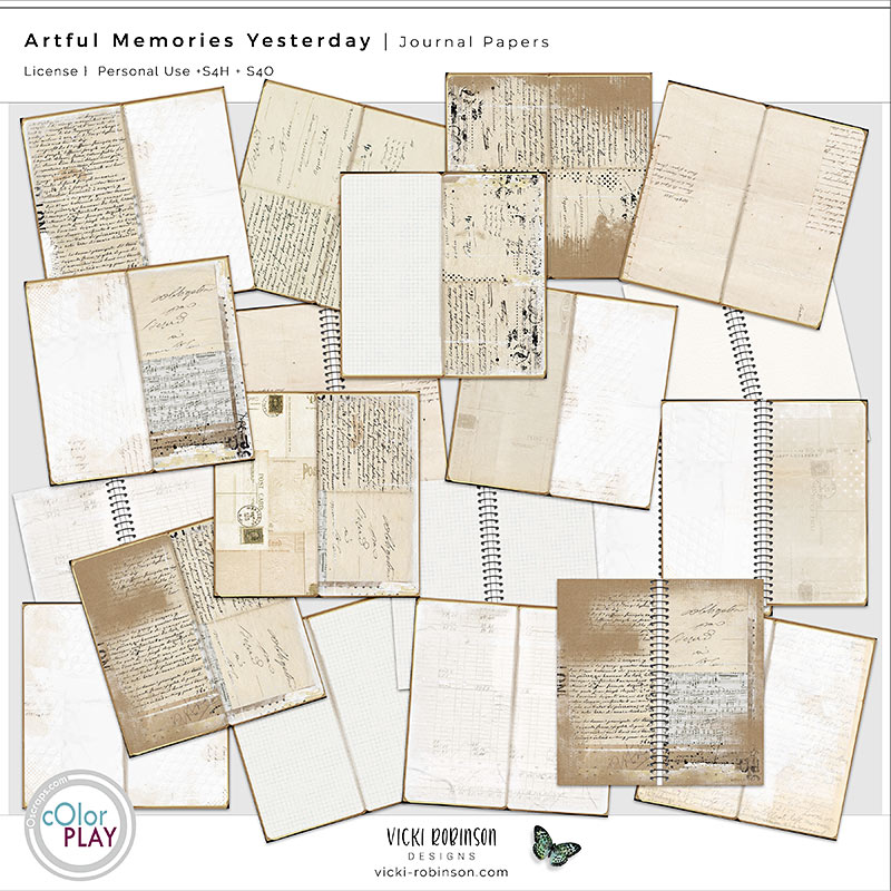 Artful Memories Yesterday Digital Art Journal Papers Preview by Vicki Robinson