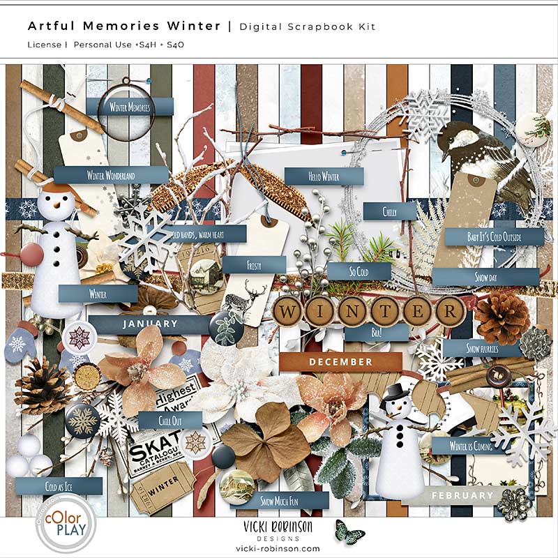 Artful Memories Winter Digital Art kit Preview by Vicki Robinson