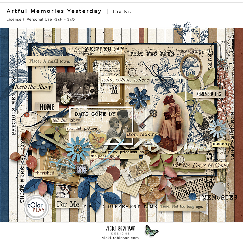 Artful Memories Yesterday Digital Art Kit Preview by Vicki Robinson