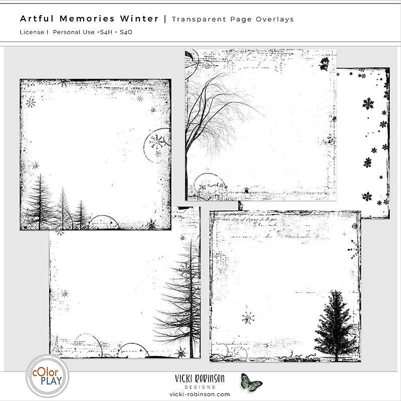 Artful Memories Winter Digital Art page overlays Preview by Vicki Robinson