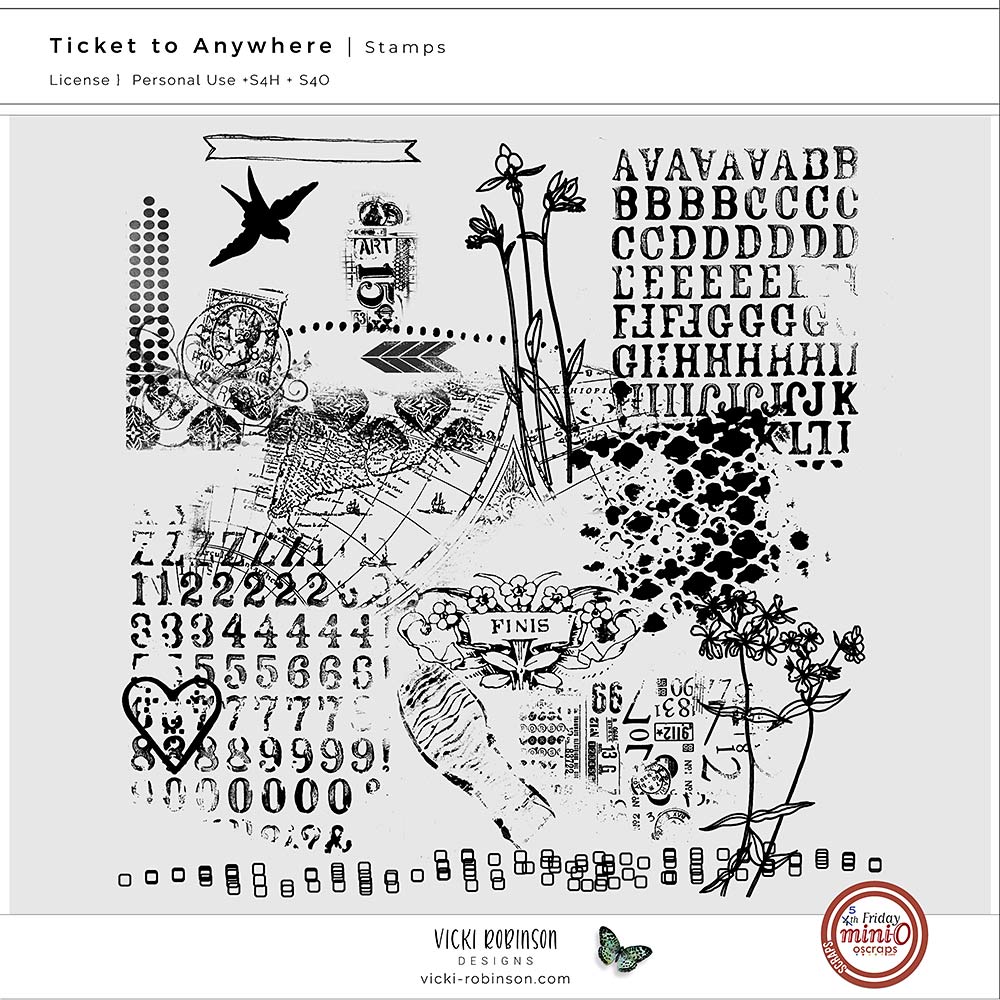 Ticket to Anywhere Digital Scrapbook Stamps by Vicki Robinson