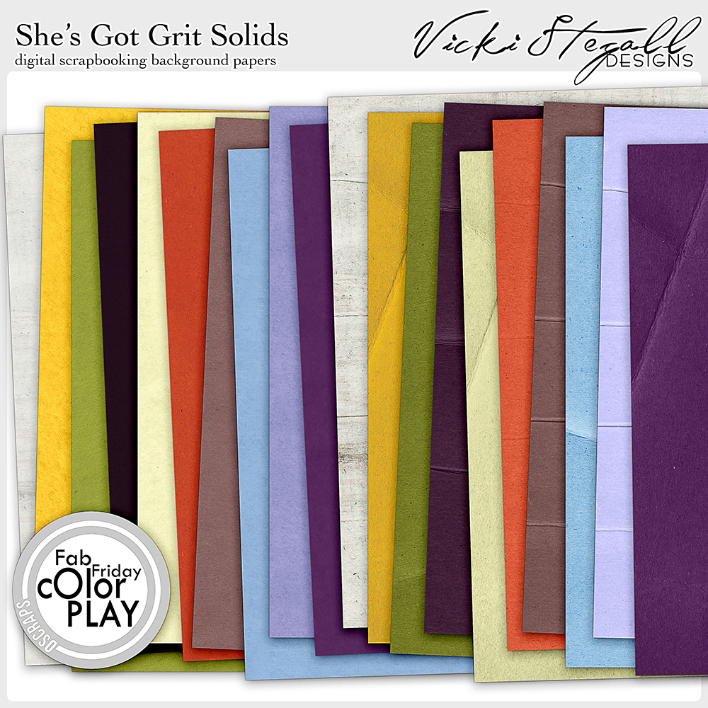 She's Got Grit Digital Scrapbook Solid Papers Preview by Vicki Stegall Designs