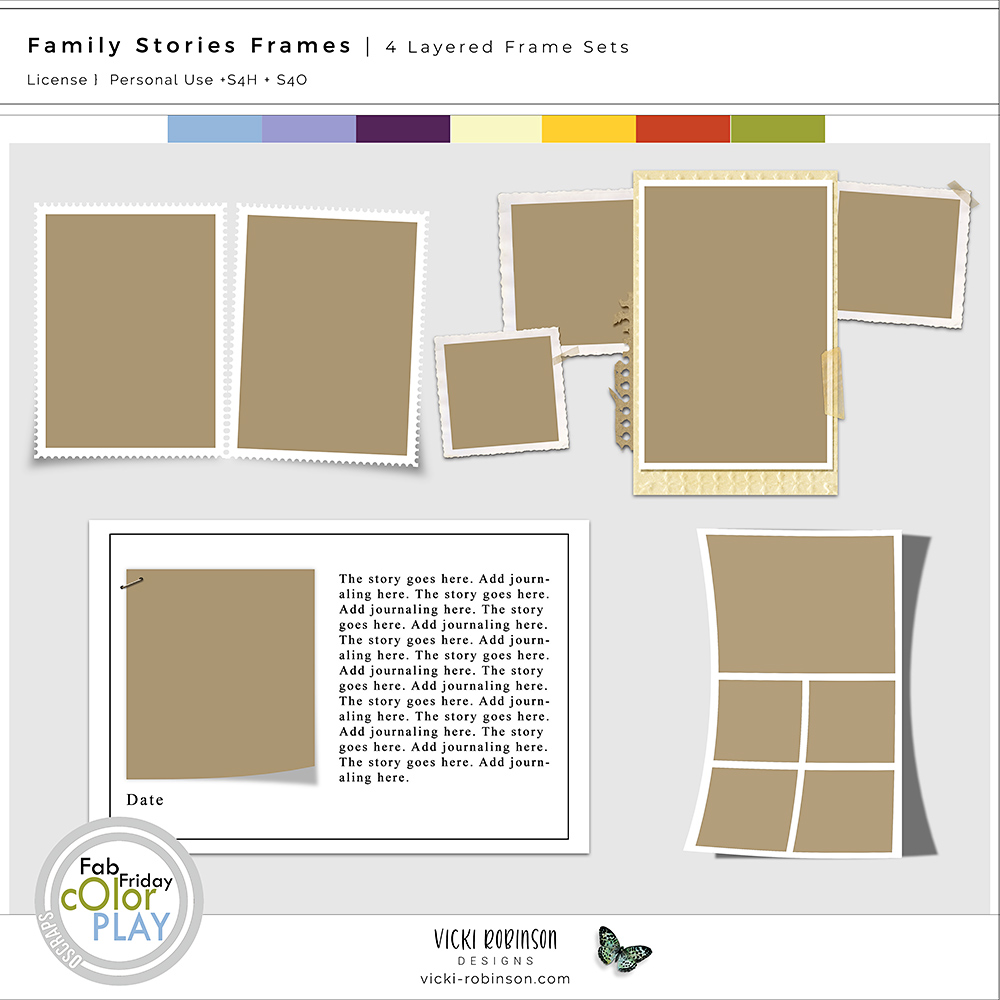 Family Stories Digital Scrapbook Frames by Vicki Robinson
