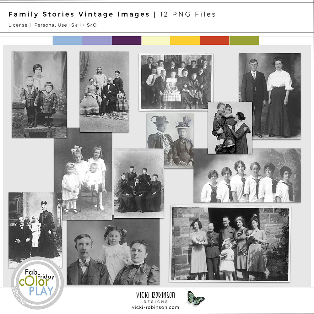 Family Stories Digital Scrapbook Vintage Images by Vicki Robinson