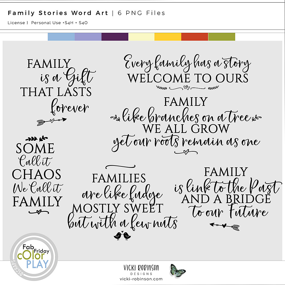 Family Stories Digital Scrapbook Word Art by Vicki Robinson