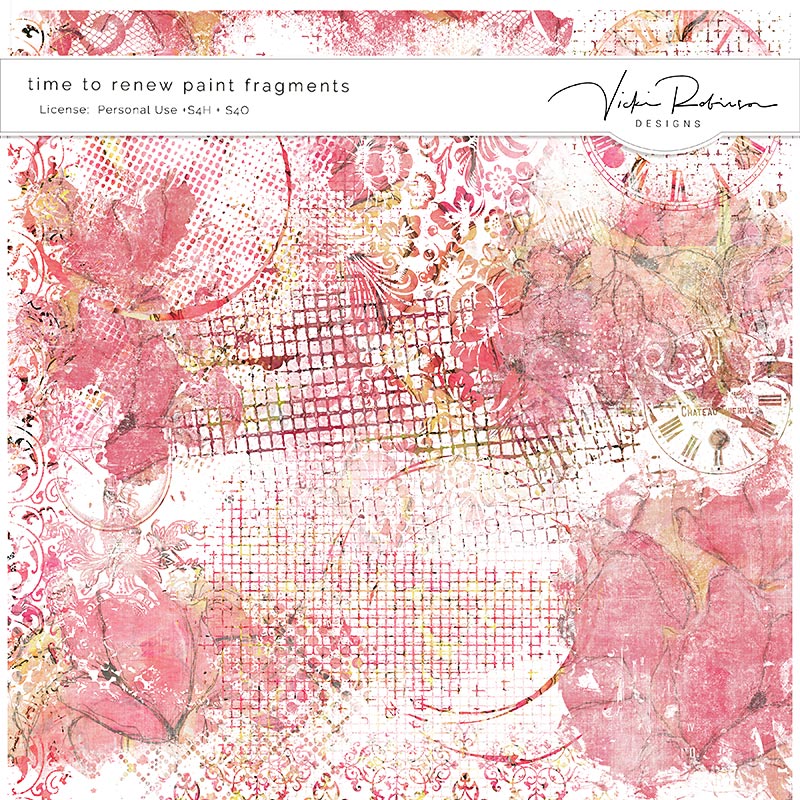 Time to Renew Digital Scrapbook Paint Fragments by Vicki Robinson