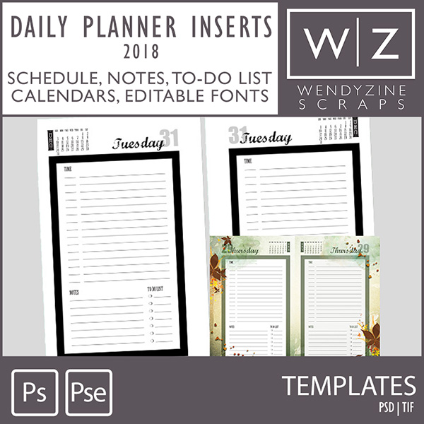 2018 daily planner template