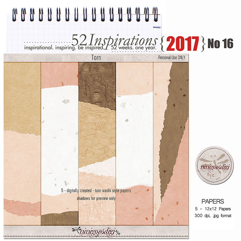 52 Inspirations 2017 No 16 Torn Paper Backgrounds by ninigoesdigi