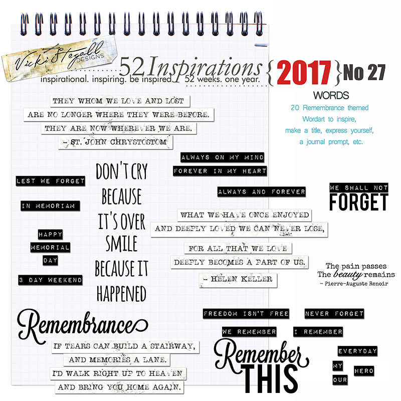 52 Inspirations 2017 No 27 Remembrance Word Art by Vicki Stegall