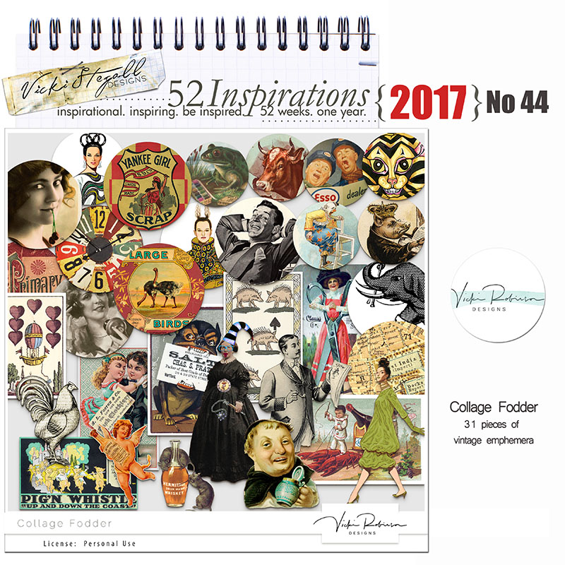 52 Inspirations 2017 No 44 Collage Fodder Elements by Vicki Robinson