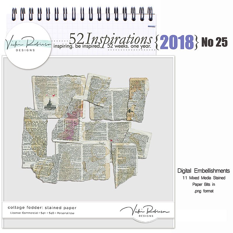 52 Inspirations 2018 -  No 25  by Vicki Robinson Stained Paper Bits