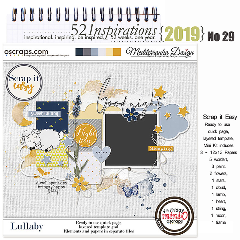 52 Inspirations 2019 No 29 Scrap Easy Template Lullaby by Mediterranka