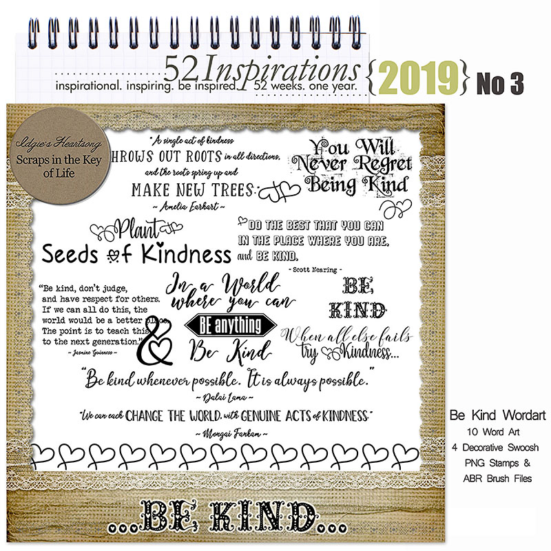 52 Inspirations 2019 No 03 Be Kind by Idgie's Heartsong