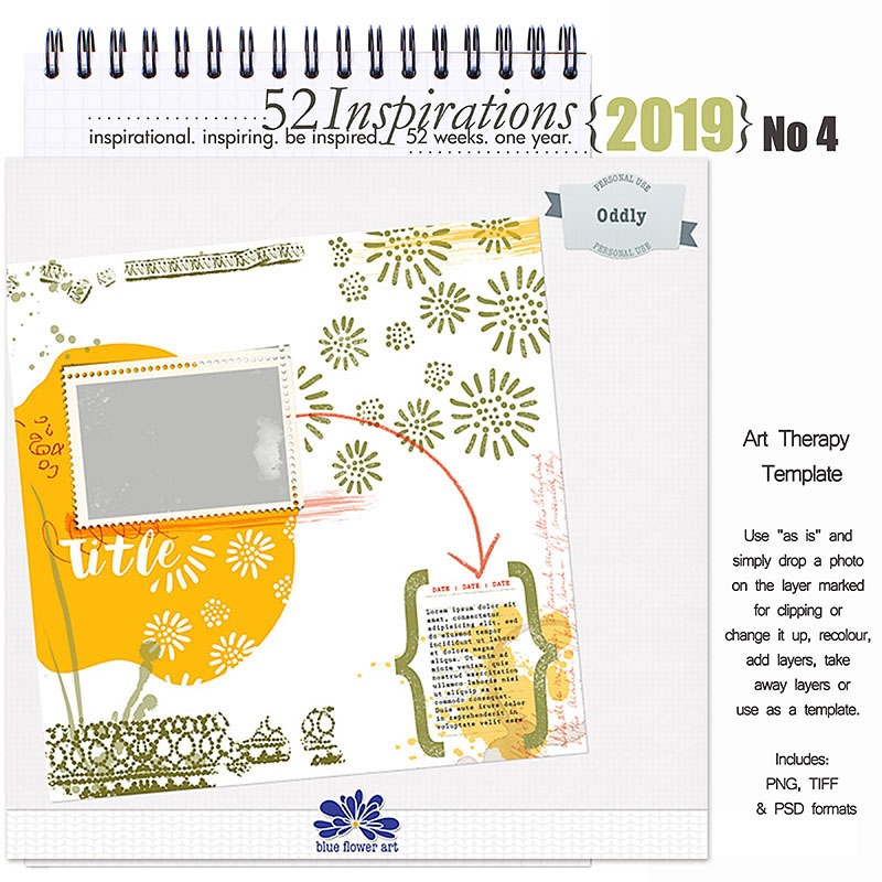 52 Inspirations 2019 No 04 Oddly Art Therapy Template by Blue Flower Art