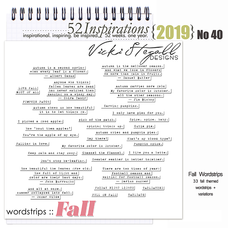 52 Inspirations 2019 No 40 Fall WordStrips by Vicki Stegall