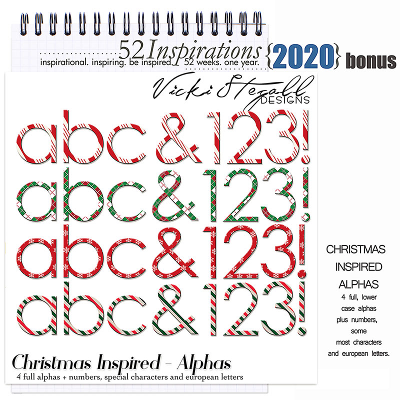 52 Inspirations 2020 Christmas Inspired Alphabets by Vicki Stegall