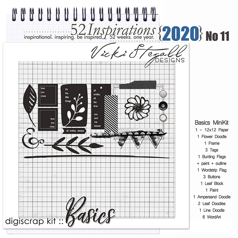 52 Inspirations 2020 No 11 Basics Mini Kit by Vicki Stegall