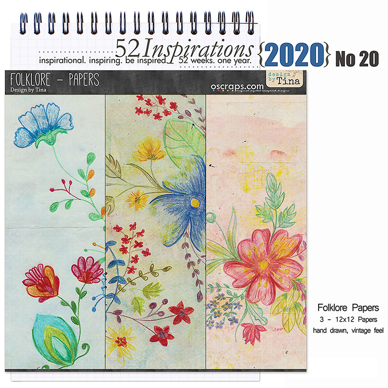 52 Inspirations 2020 No 20 Folklore Papers Pack by Design by Tina