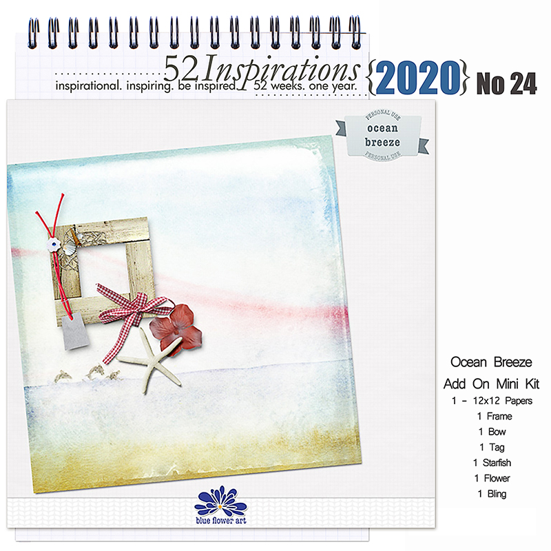 52 Inspirations 2020 No 24 Ocean Breeze Mini Kit by Blue Flower Art