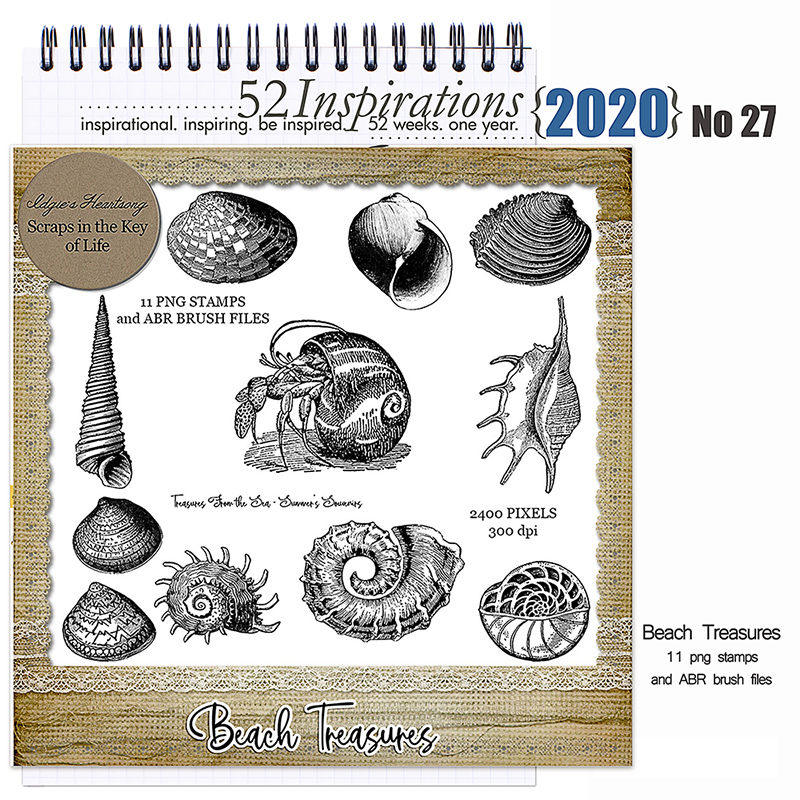 52 Inspirations 2020 No 27 Beach Treasures Stamps by Idgie's Heartsong