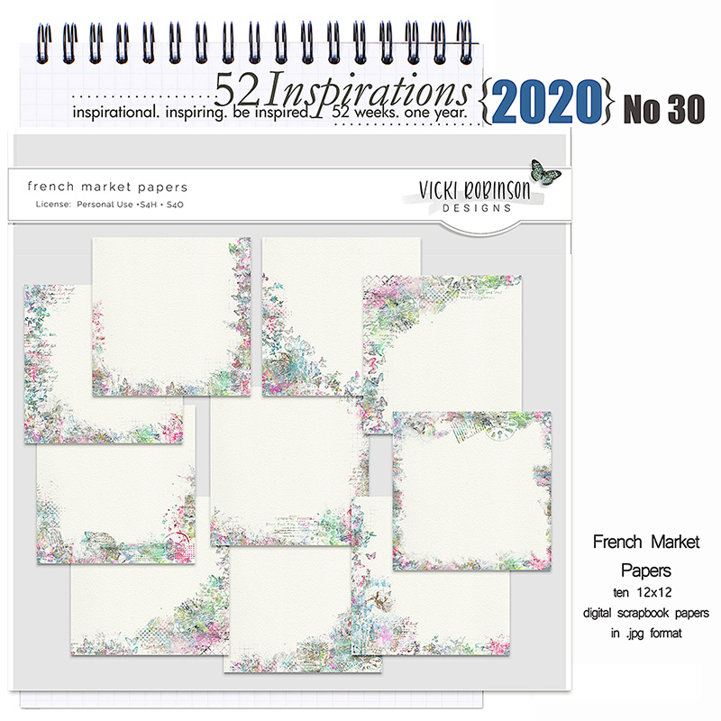 52 Inspirations 2020 no 30 French Market Papers by Vicki Robinson