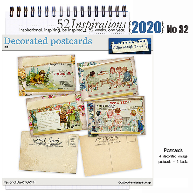52 Inspirations 2020 No 32 Decorated Postcards by Aftermidnight Design