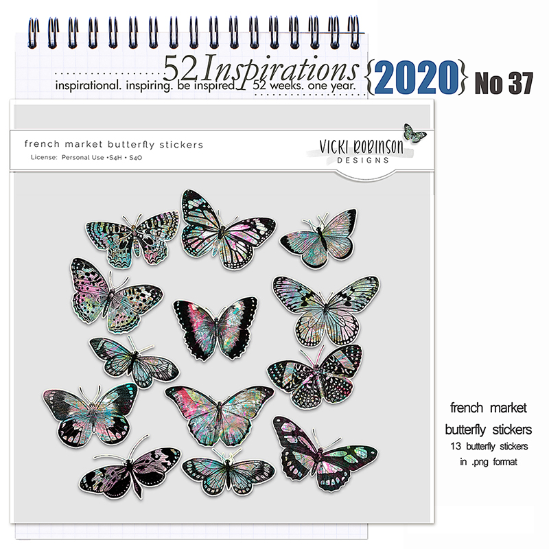 52 Inspirations 2020 no 37 French Market Butterflies by Vicki Robinson