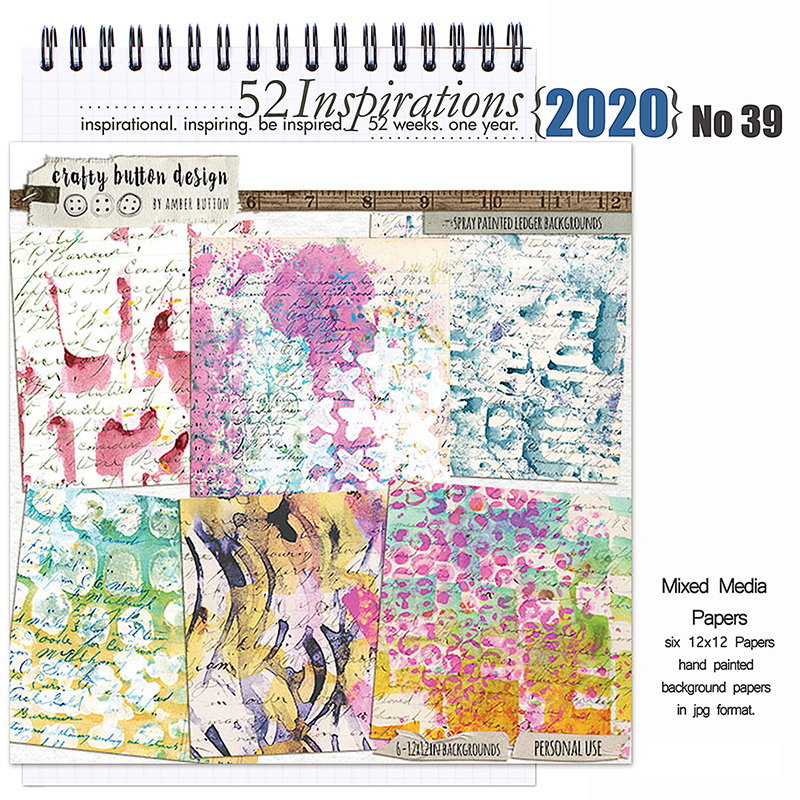 52 Inspirations 2020 No 39 Spray Painted Papers by Crafty Button Designs