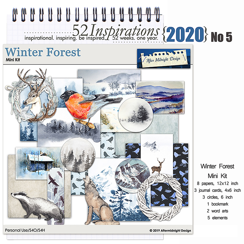 52 Inspirations 2020 No 05 Winter Forest Mini Kit by Aftermidnight Design