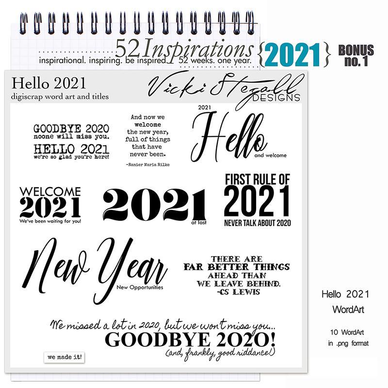 52 Inspirations 2021 Bonus No 01 New Year Word Art by Vicki Stegall