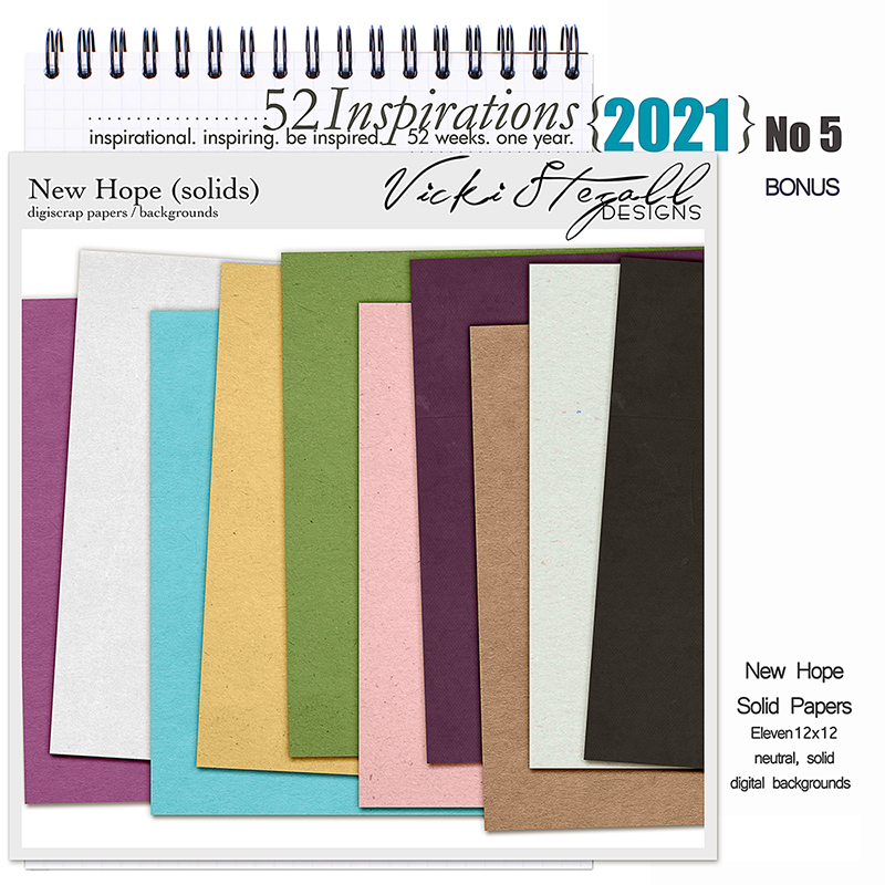 52 Inspirations 2021 No 05 Bonus New Hope Solid Scrapbook Papers