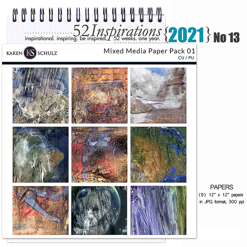 52 Inspirations 2021 No 13 Multi Media Papers 01 by Karen Schulz Designs