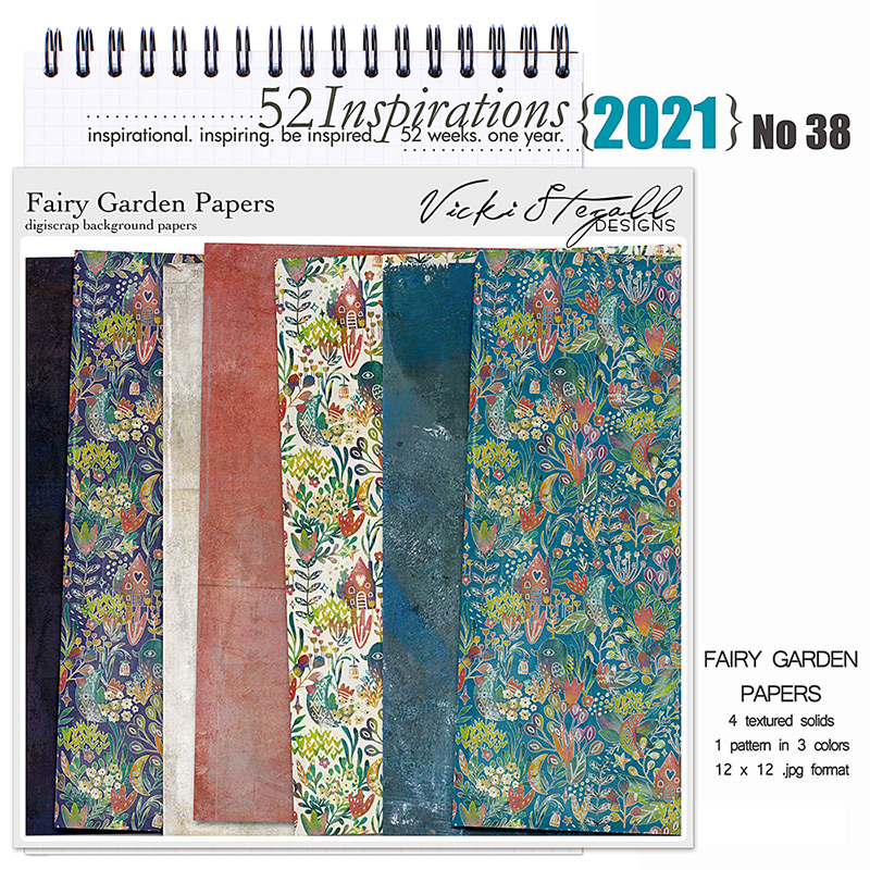 52 Inspirations 2021 No 38 Fairy Garden Scrapbook Papers