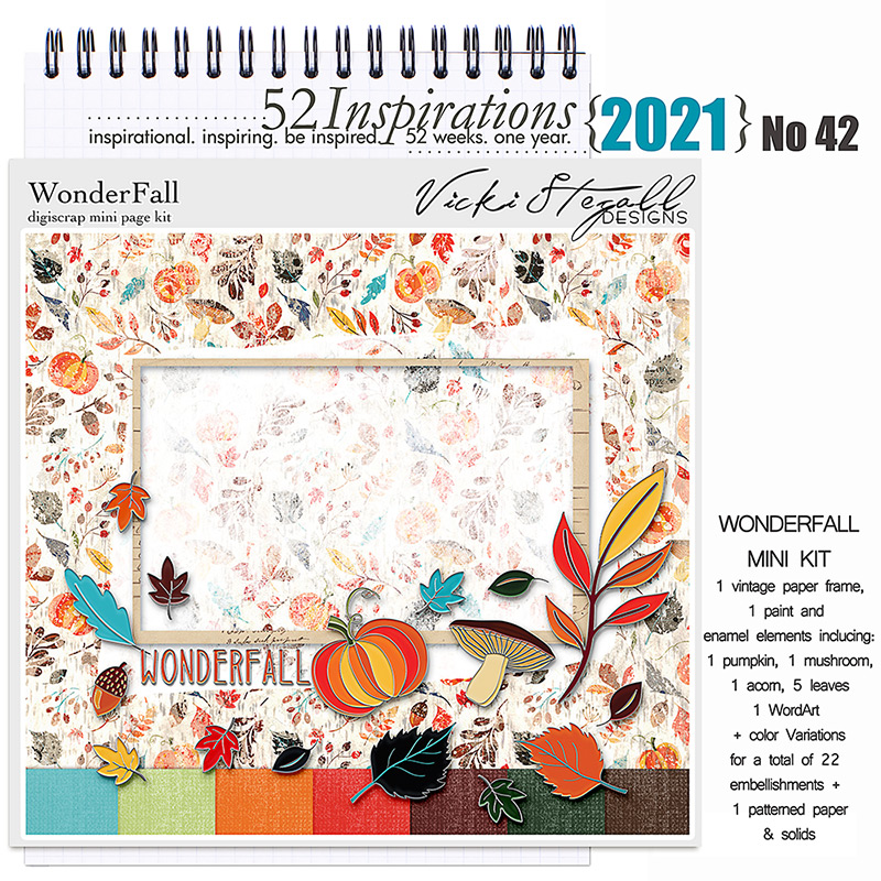 52 Inspirations 2021 No 42 Wonder Fall Scrapbook Kit by Vicki Stegall