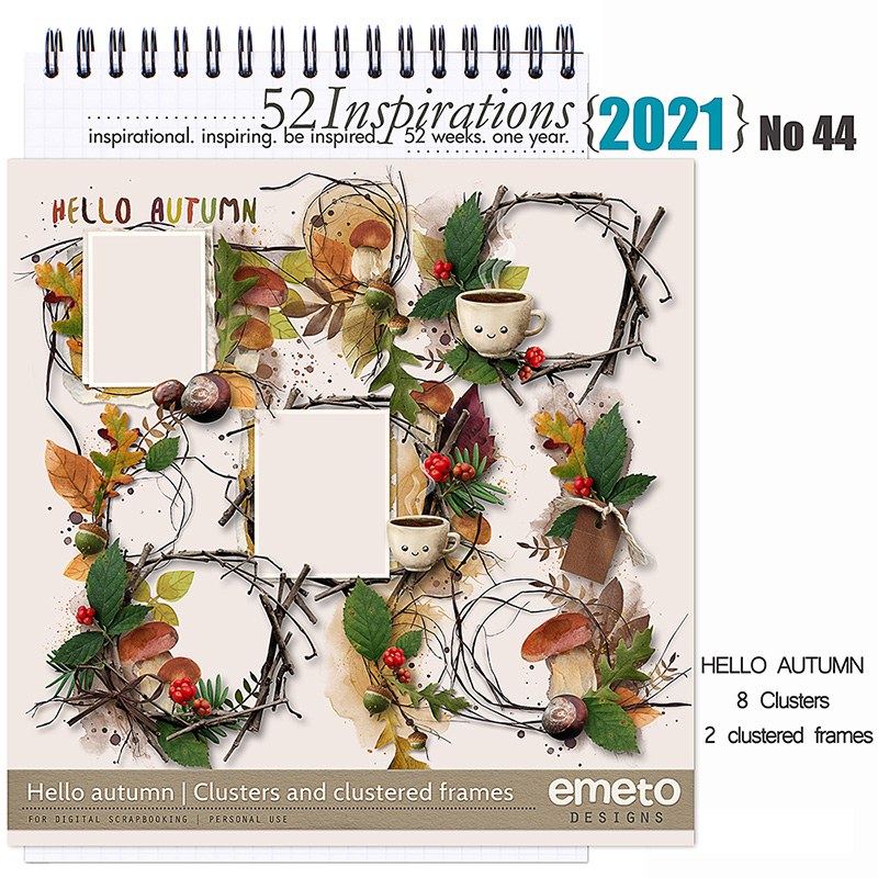 52 Inspirations 2021 no 44 Hello Autumn Clusters by emeto designs