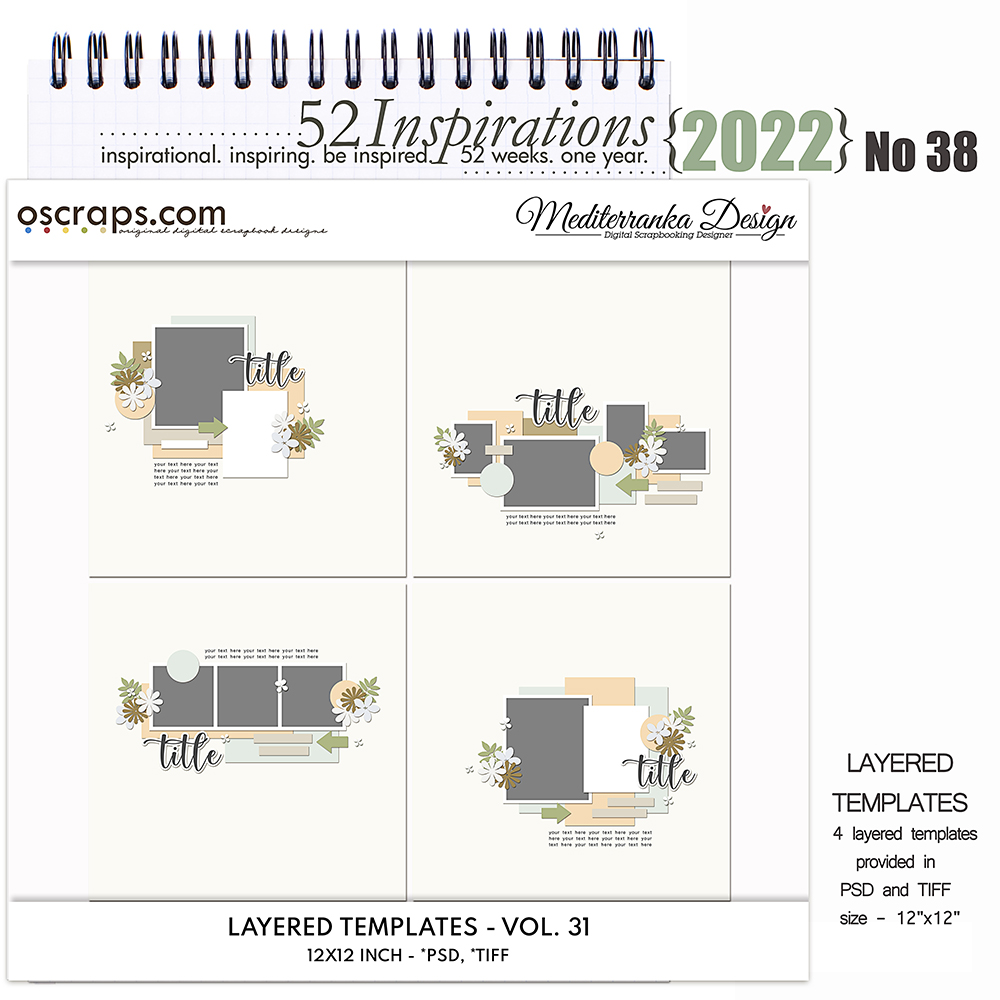 52 Inspirations 2022 No 38 Digital Scrapbook Templates by Mediterranka