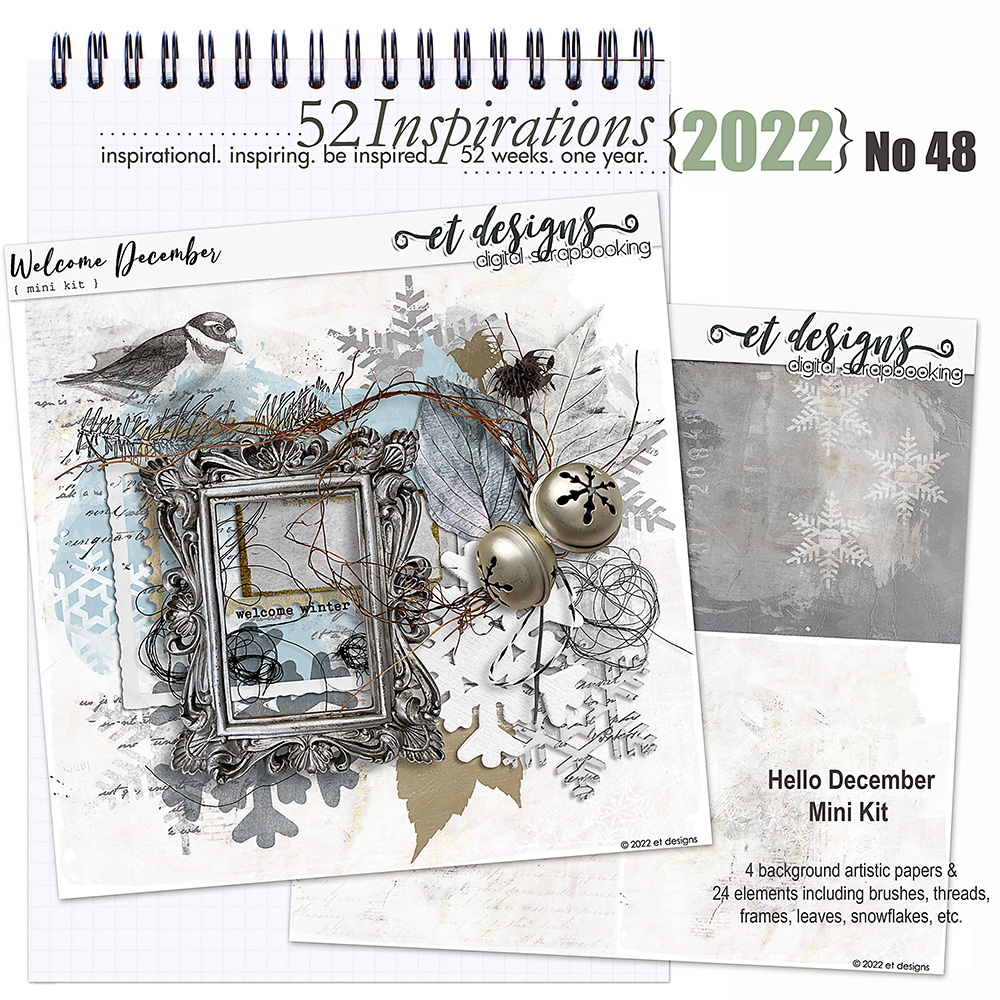 52 Inspirations 2022 No 48 Hello December Mini Scrapbook Kit by et designs